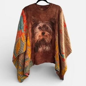 Brown Dog Print Poncho Top - Women